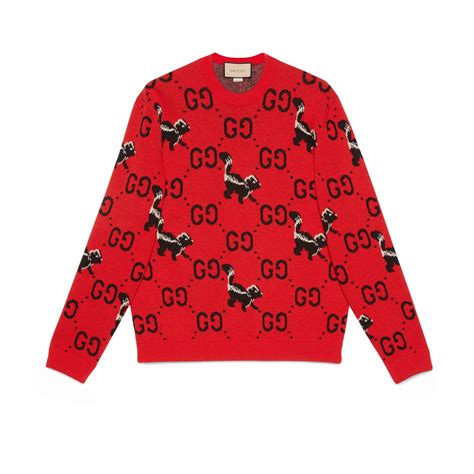 gucci skunk|GG and skunk wool knit sweater .